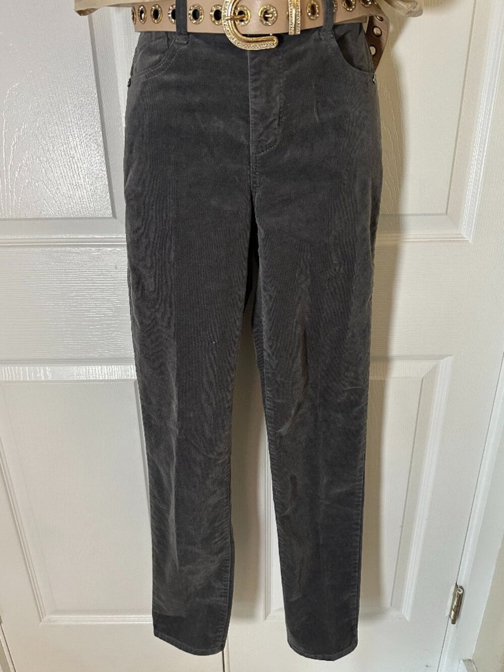 Wit & Wisdom Grey Fine Wale Corduroy High Rise Straight Leg Pants Size 0
